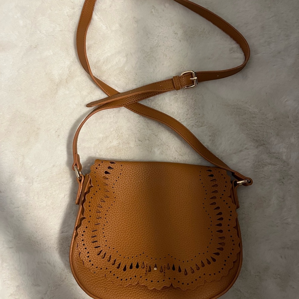 Elegant Tan Faux Leather Shoulder Bag